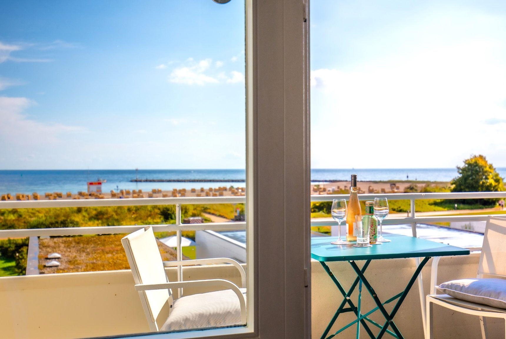 Panoramablick vom Balkon Meerblick auf die Ostsee vom Balkon der Ferienwohnung auf Fehmarn